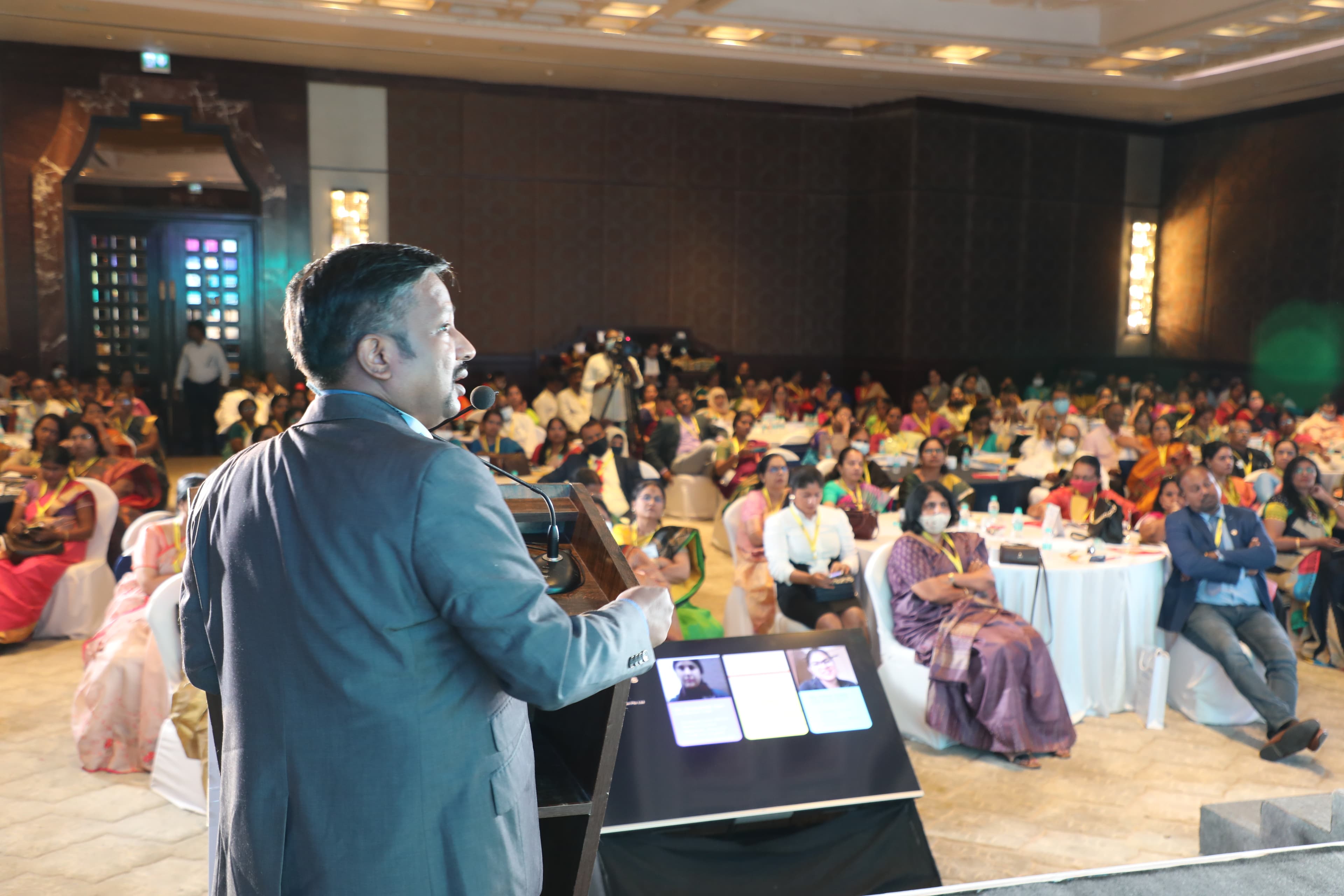 Chandra Kumar addressing the packed audience at Eldrok K12 Summit 2022